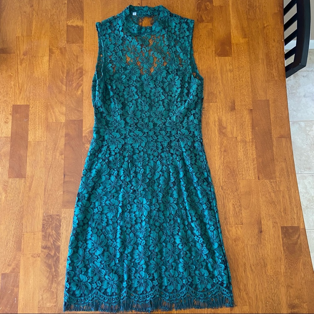 NWOT Green Lace Overlay Dress
